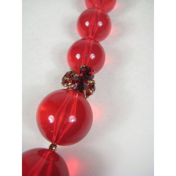 Kate Spade New York Red Lucite Ball Beaded Necklace Designer Signed 26 inch - Picture 7 of 12